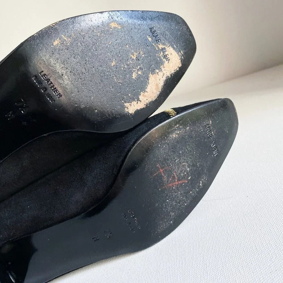 Vintage Anne Klein Couture Black Suede  Zipper Detail Unique Loafers - Picture 8 of 9